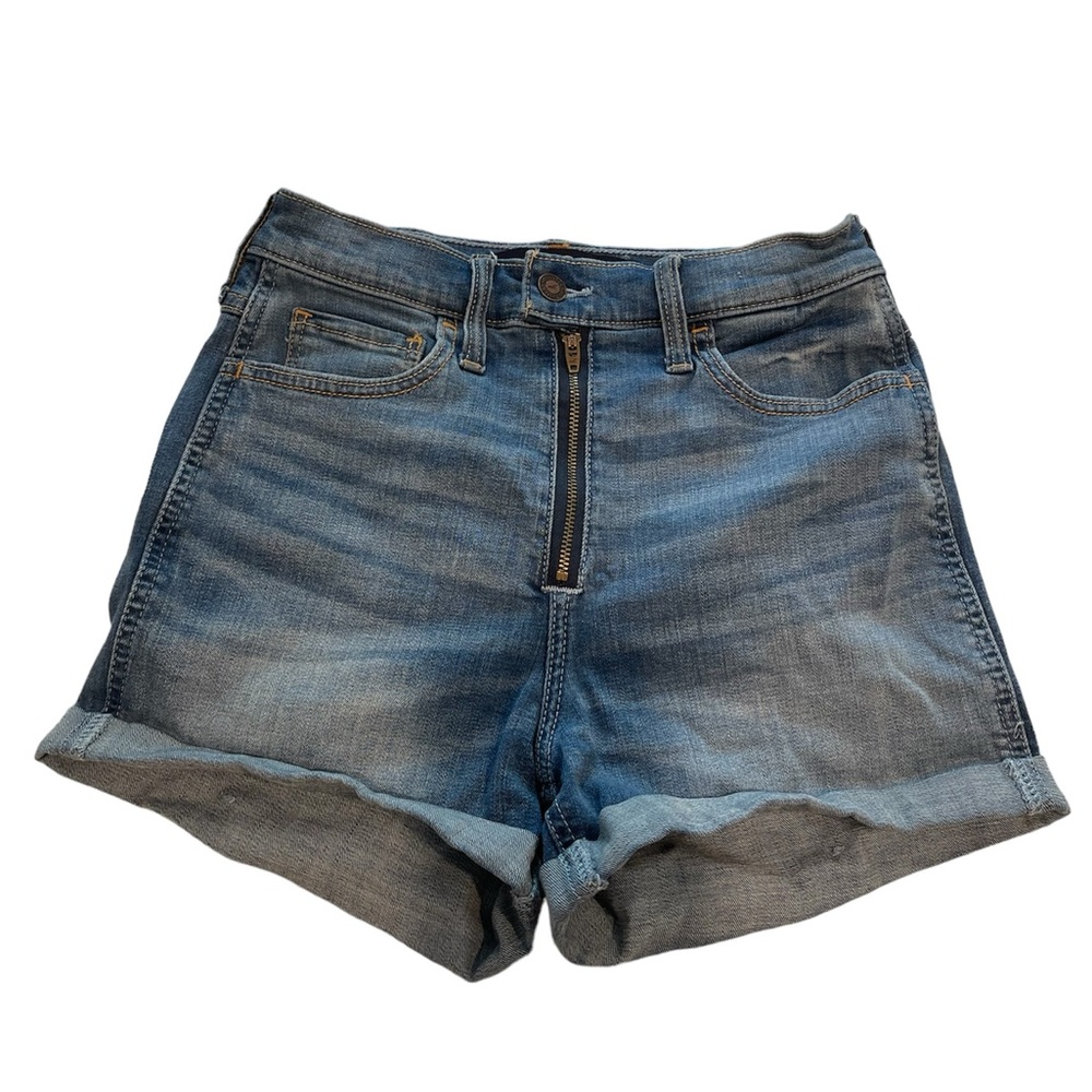 High-rise, zipper detail denim shorts (Hollister, 3)